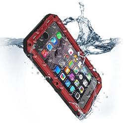 Compatible iPhone 8 Plus Case, Waterproof Phone Case for iPhone 7 Plus with Stand, Shockproof Military Grade Heavy Duty Silicone with Screen Protector Full Body Rugged Armor Metal Cover for Apple Red