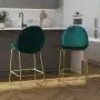 CosmoLiving by Cosmopolitan Astor Upholstered Counter Stool Green Velvet with Brass Metal Leg