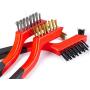 3-Piece Cleaning Brush Detailing Wire Brush Set, Brass, Stainless Steel, and Nylon, Heavy Duty, Crimped Scratch Brush, Extra Cluster of Bristles for Hard-to-Reach Areas, Length 7”.