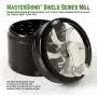 MasterGrind Mill 4 Piece Herb Grinder - Crank Handle Pollen Catcher - Large 2.5 Inch Black Aluminum MasterGrind Mill 4 Piece Herb Grinder - Crank Handle Pollen Catcher - Large 2.5 Inch Black Aluminum