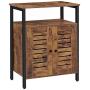 HOOBRO Bathroom Floor Storage Cabinet, Standing Cabinet, Industrial Cupboard with Hidden Adjustable Shelf and Door in Bedroom, Living Room, Study, Kitchen, Corridor, Rustic Brown BF23CW01