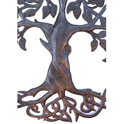 Tree of Life Metal Wall Art, Contemporary Iron Artwork Decor, Celtic Family Trees, 23 In. x 23 In. Round Modern Plaque, Handmade in Haiti,Fair Trade Certified, Signed By Wilson Etienne