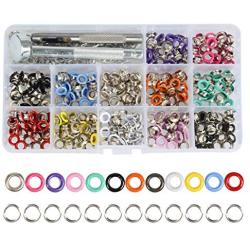 QLOUNI 360 Sets 3/16 inch 12 Colors Grommets Kit Metal Eyelets with Installation Tools for Leather Craft Making Clothing Repair and Decoration