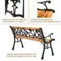 Giantex 50 Patio Park Garden Bench, Outdoor Furniture Rose Cast Iron Hardwood Frame Porch Loveseat for 2 Person Outdoor Clearance Giantex 50 Patio Park Garden Bench, Outdoor Furniture Rose Cast Iron Hardwood Frame Porch Loveseat for 2 Person Outdoor Clearance