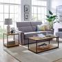 Tall Side End Table by CAFFOZ Furniture Designs |Brooklyn Series | Night Stand | Coffee Table |Storage Shelf | Sturdy | Easy Assembly | Brown Oak Wood Look Accent Furniture with Metal Frame