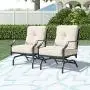 LOKATSE HOME 2 Pieces Outdoor Conversation Furniture Patio Bistro Armchair Set Metal Single Dining Chairs with Cushion, Beige LOKATSE HOME 2 Pieces Outdoor Conversation Furniture Patio Bistro Armchair Set Metal Single Dining Chairs with Cushion, Beige