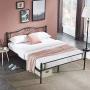 VECELO Metal Platform Bed Frame Mattress Foundation, Decorative Headboard & Footboard with Heavy Duty Support, Full, Black