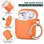 AirPods Case Cover Keychain, Full Protective Silicone AirPods Accessories Skin Cover for Women Girl with Apple AirPods Wireless Charging Case,Front LED Visible-Orange