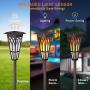 Solar Torch Lights – Solar Flame Torch Lights Outdoor 4 Pack 2 Modes Always-On/Flickering Flame Matte Lampshade Auto On/Off Pathway Lights Solar Powered Stainless Steel IP65 Waterproof Path/Beach/Yard