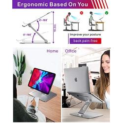 Laptop Stand, brocoon Adjustable Laptop Computer Stand for Desk, Ergonomic Aluminum Laptop Notebook Holder with Heat-Vent, Laptop Riser Compatible for MacBook Air Pro, HP & More 10-17'' Laptops