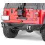 Hooke Road Front Winch Bumper & Rear Hitches Bumper Combo Kit Compatible with Jeep Wrangler CJ 1976-1986 (CJ7) (Solid Steel Textured Black)