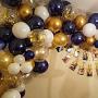 OuMuaMua 129Pcs Navy Blue Gold Balloon Arch Garland Kit, Navy White Gold Confetti Balloons with Balloon Accessories for Graduation Party Baby Shower Wedding Birthday Class of 2020 Prom Decorations
