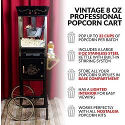 Nostalgia CCP510BK Vintage Professional Popcorn Cart-New 8-Ounce Kettle-53 Inches Tall-Black