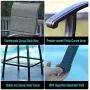 PHI VILLA Swivel Bar Stools Outdoor Kitchen Bar Height Patio Chairs Padded Sling Fabric, All-Weather Patio Furniture, 2 Pack