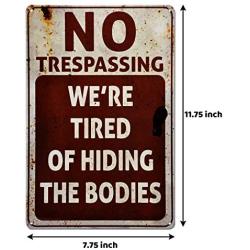 JOYIN 2 PCS Halloween Signs, No Trespassing, Funny Metal Tin Sign for Halloween Decorations, Creepy Home Decor