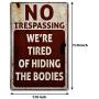 JOYIN 2 PCS Halloween Signs, No Trespassing, Funny Metal Tin Sign for Halloween Decorations, Creepy Home Decor