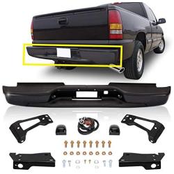 Perfit Liner New Replacement Parts Rear Black Step Bumper Assembly With Brackets Pads Lamps Compatible With CHEVROLET/GMC SIlverado Sierra Pickup 1500 2500 3500 HD Fleetside GM1103141 12473001-PFM