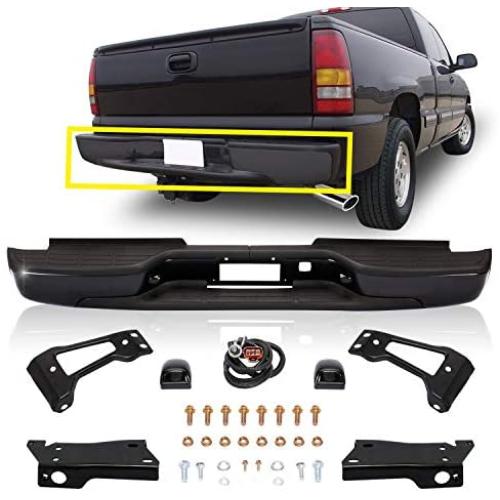 Perfit Liner New Replacement Parts Rear Black Step Bumper Assembly With Brackets Pads Lamps Compatible With CHEVROLET/GMC SIlverado Sierra Pickup 1500 2500 3500 HD Fleetside GM1103141 12473001-PFM