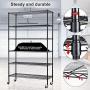 Storage Shelves Heavy Duty Shelving Adjustable 6 Tier Layer Wire Shelving Unit with Wheels Easy to Assemble Metal Wire Shelf Standing Garage Shelves Commercial Multifunctional Home Storage Rack Black
