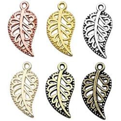 iloveDIYbeads 210pcs Craft Supplies Mixed Small Hollow Filigree Leaf Charms Pendants for Crafting, Jewelry Findings Making Accessory for DIY Necklace Bracelet (M192)