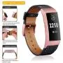 Hotodeal Leather Band Compatible Charge 3, Classic Replacement Genuine Leather Bands Metal Connectors Women Men Small Large Size Silver, Rose Gold, Black