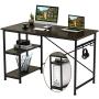 Engriy Writing Computer Desk 47'', Home Office Study Desk with 2 Storage Shelves on Left or Right Side, Modern Simple Style Wood Table Metal Frame for PC Laptop Notebook