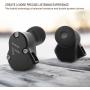 RevoNext QT2 in Ear Monitor Headphones, Triple Driver 2DD+1BA Balanced Armature with Dynamic Metal Shell Noise-Isolating Deep Bass Wired Earbuds with Detachable Cables (Black mic)