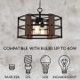 Kira Home Madera 17'' 4-Light Modern Farmhouse Chandelier + Wood and Metal Round Shade, 2 Wood Panel Styles (White Ash/Walnut), Coarse Black Finish