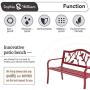 Sophia & William Outdoor Patio Metal Bench Red, Steel Frame Bench with Backrest and Armrests for Porch, Patio, Garden, Lawn, Balcony, Backyard and Indoor, 50.4”Wx23.5”D x35.0”H