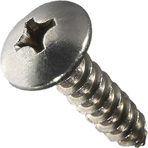 #10 x 1'' Truss Head Sheet Metal Screw - Stainless Steel 18-8, 10 Self-Tapping Type A, Phillips Drive, 1 Inch Length, Fully Threaded, Size: #10 Self Tappers - Self Taping Bolts (100)