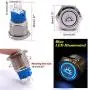 Taiss 12V 16mm Blue LED Illuminated Car Interior Push Button Switch 1NO 1NC 5/8'' Mounting Hole Latching Type Silver Stainless Steel Metal Toggle Switch For Car Boat Part Modification TL16-BD-Bu