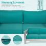 Kinsunny 4pcs Outdoor Patio Furniture Set Shore Aluminum Sectional Sofa Metal Conversation Set with Coffee Table