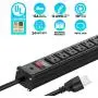 CRST Heavy Duty Power Strip with Long Cord 15 Feet Metal Extension 24-Outlet with Mounting Brackets 15A Circuit Breaker UL 1363 Listed