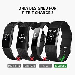 Fondenn Bands Compatible with Fitbit Charge 2 for Women and Men (4 Pack), Classic Adjustable Soft Silicone Sport Strap Replacement Wristband for Fitbit Charge 2