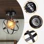 Pynsseu Industrial Retro Style Semi-Flush Mount Ceiling Light, Vintage Metal Spherical Ceiling Lighting Fixture for Kitchen Hallway Porch Bedroom 1 Pack