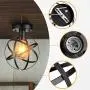 Pynsseu Industrial Retro Style Semi-Flush Mount Ceiling Light, Vintage Metal Spherical Ceiling Lighting Fixture for Kitchen Hallway Porch Bedroom 1 Pack