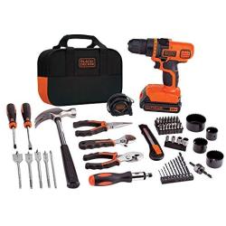 BLACK+DECKER 20V MAX Drill & Home Tool Kit, 68 Piece (LDX120PK), Black/Orange