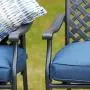 Top Space 4 Piece Metal Outdoor Wrought Iron Patio Furniture,Dinning Chairs Set with Arms and Seat Cushions (4 PC, Blue) Top Space 4 Piece Metal Outdoor Wrought Iron Patio Furniture,Dinning Chairs Set with Arms and Seat Cushions (4 PC, Blue)
