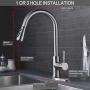 WEWE Single Handle High Arc Brushed Nickel Pull Out Kitchen Faucet,Single Level Stainless Steel Kitchen Sink Faucets with Pull Down Sprayer