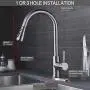 WEWE Single Handle High Arc Brushed Nickel Pull Out Kitchen Faucet,Single Level Stainless Steel Kitchen Sink Faucets with Pull Down Sprayer
