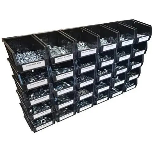 1035 Piece Grade 5 Nut Bolt and Washer Assortment Hex Head Bolts, Hex Nuts, Lock and Flat Washers Standard Coarse Thread with 30 Plastic Bins