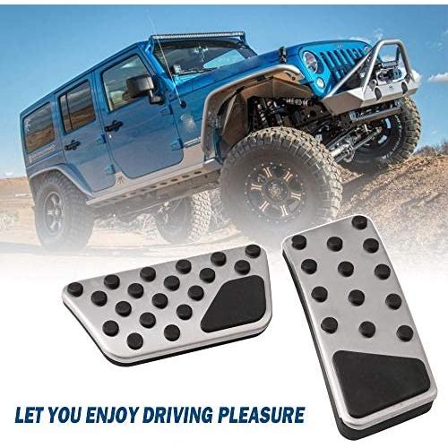 Jeyaic Accelerator Brake Pedal Cover Gas Pedal Punch-Free Metal Pedal Compatible with Jeep Wrangler JK JKU 2007-2018