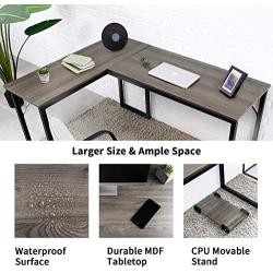 Modern L-Shaped Corner Desk Computer Desk Gaming Office PC Table, Sturdy Simple Industrial Style Home Office Writing Workstation Steel