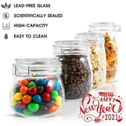 MASTERTOP 4 Pieces Airtight Food Storage Containers Set - BPA Free Household Glass Jar, Locking Lid, 100% Leak Proof Glass Safe Food Containers, Waterproof Impermeable Storage, 50oz, 33oz, 26oz, 17oz