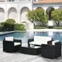 Outsunny 4-Piece Cushioned Patio Furniture Set, with 2 Chairs, Sectional, and Glass Coffee Table, Rattan Wicker, Black Outsunny 4-Piece Cushioned Patio Furniture Set, with 2 Chairs, Sectional, and Glass Coffee Table, Rattan Wicker, Black
