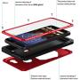 Pixel 3a Case,Google Pixel 3a Metal Case with Gorilla Glass Screen Protector Armor Tank Military Aluminum Alloy Bumper Hybrid Soft Rubber Military Shockproof Hard Defender Metal Cover,Red
