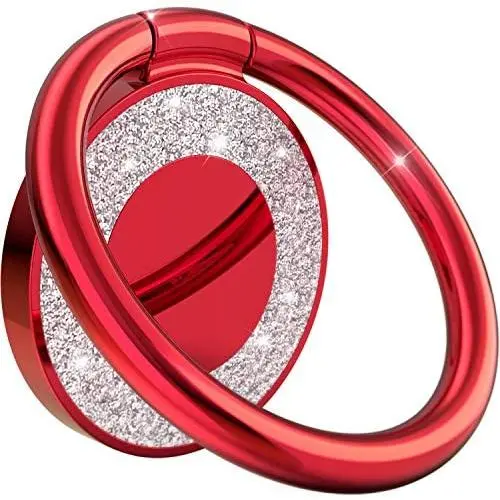 Allengel Cell Phone Ring Holder, 360 Rotation Bling Metal Finger Kickstand for Magnetic Car Mount Compatible with All Cellphone, Red Allengel Cell Phone Ring Holder, 360 Rotation Bling Metal Finger Kickstand for Magnetic Car Mount Compatible with All Cellphone, Red