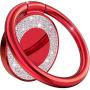 Allengel Cell Phone Ring Holder, 360 Rotation Bling Metal Finger Kickstand for Magnetic Car Mount Compatible with All Cellphone, Red