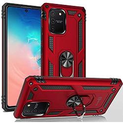 CoverON Metal Ring Kickstand Resistor Series Car Mount Compatible Phone Shockproof Cover for Samsung Galaxy S10 Lite Case/Galaxy A91 Case - Red