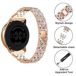 Mosonio Compatible with Galaxy Active 2 Watch Band with Case Women, Jewelry Replacement Metal Wristband Strap with Bling PC Protective Cover for Samsung Active 2 Watch Band 44mm(Rose Gold, 44mm)